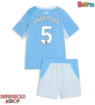 Manchester City Elliot Anderson #5 Hjemmebanesæt Børn 2026-27 Kort ærmer (+ korte bukser)